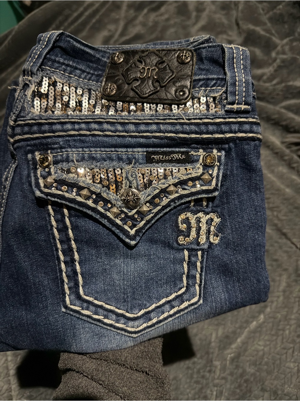 Miss Me Dark Blue Embellished Boot Cut Jeans